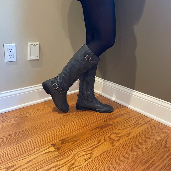 Charlotte Russe Shoes Charlotte Russe Knee High Gray Leather Boots